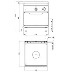 غاز موقد وفرن تجاري - 20,80 kW - يشمل فرن غاز ثابت - 7,8 kW