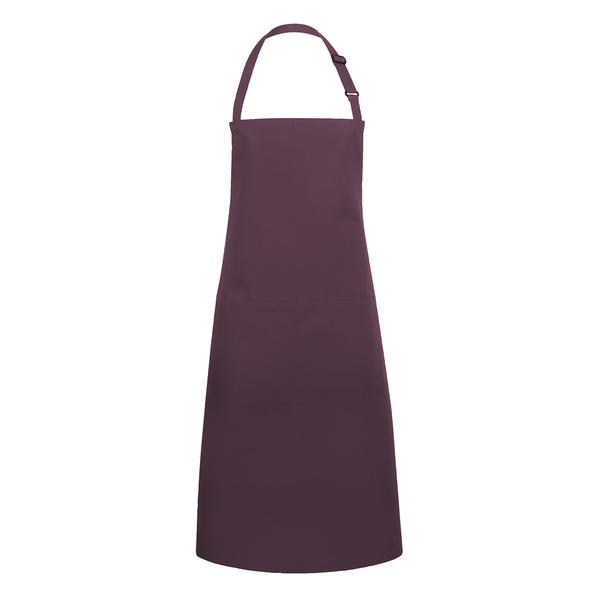 KARLOWSKY | Basic Chef Bib Apron with 2-Section Pocket – Aubergine - 75×90 cm - Poly-Cotton 65/35