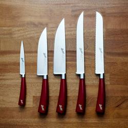 BERKEL | ELEGANCE - 5 bıçaklı bıçak bloğu - kırmızı deri