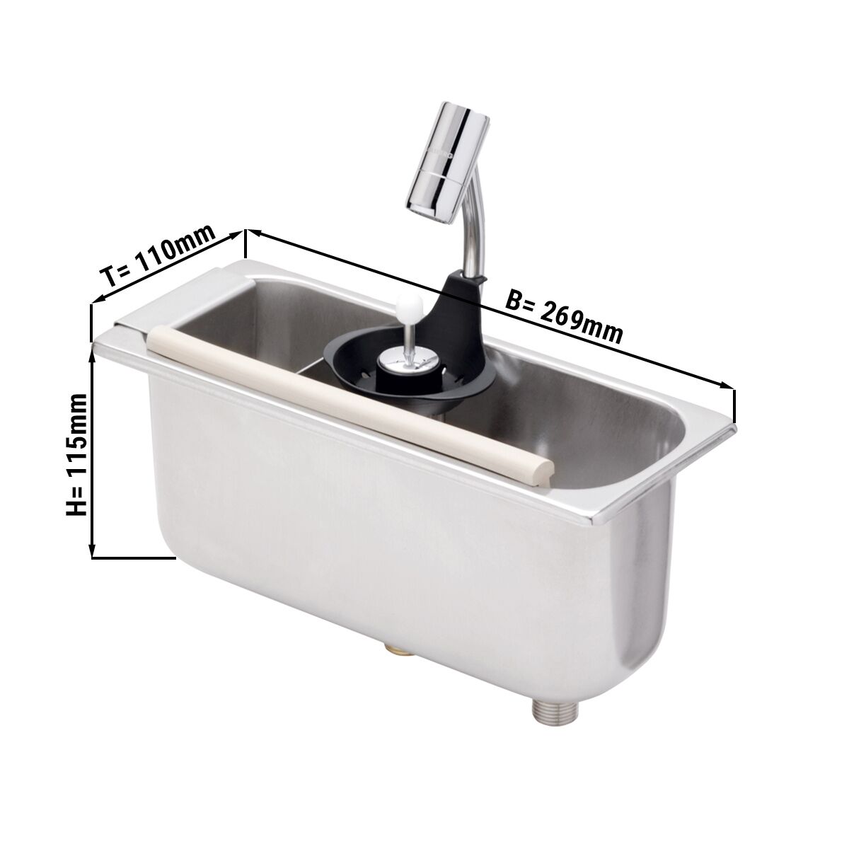 Lave-portionneur 269x110x115mm - avec clapet anti-retour (intégré) - incl. assiette-tamis