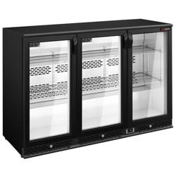 Ψυγείο μπαρ Back Bar βιτρίνα - 1350 mm - 330 l - με 3 ανοιγόμενες γυάλινες πόρτες - μαύρο