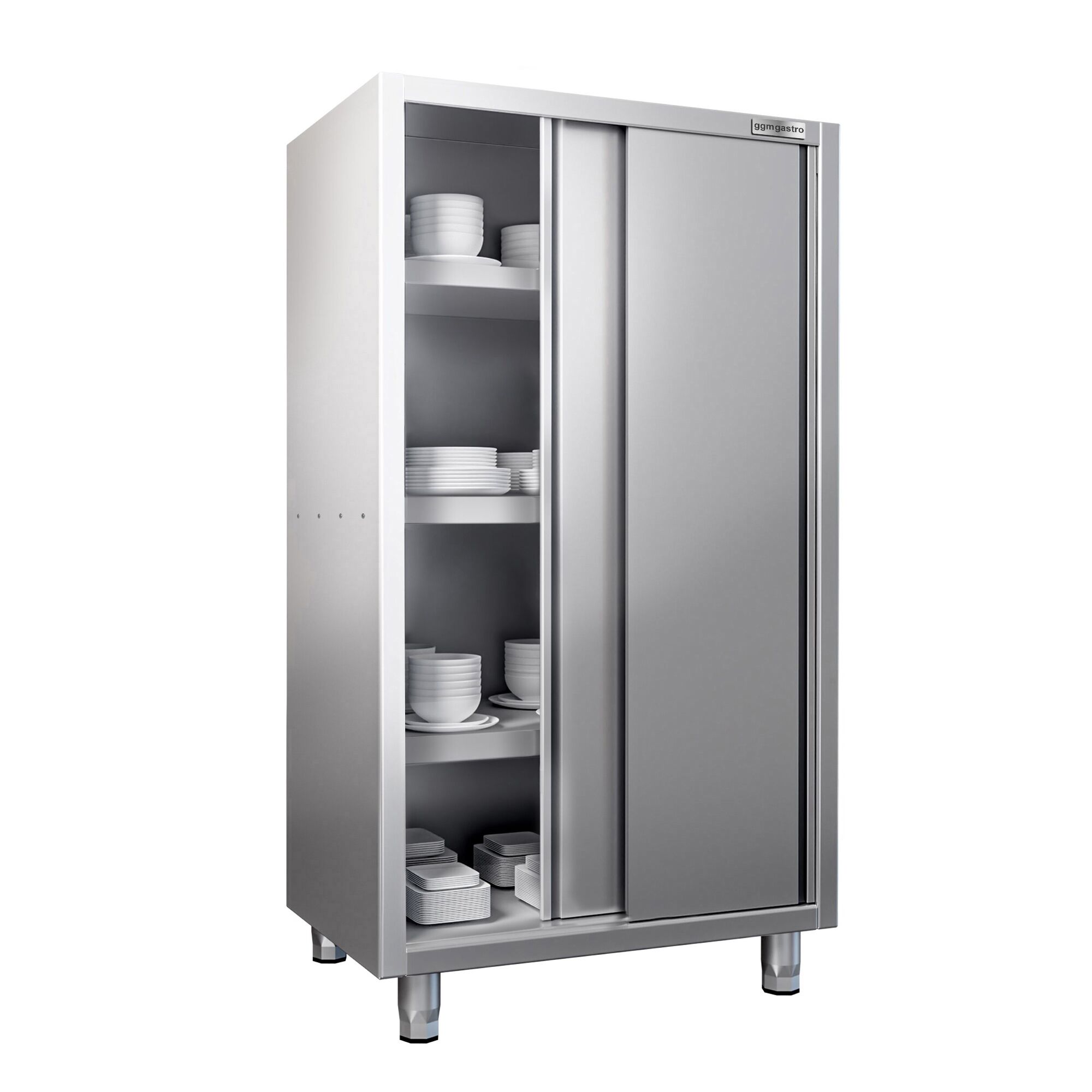 Armoire haute en inox PREMIUM - 1200x600mm - 2 portes coulissantes - Hauteur: 1800mm