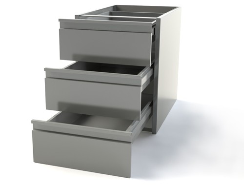 Cajonera para mesa de acero Inox. PREMIUM 0,4 m - con 3 cajones - módulo de subestructura para la Acero inoxidable mesa de trabajo 600 de fondo