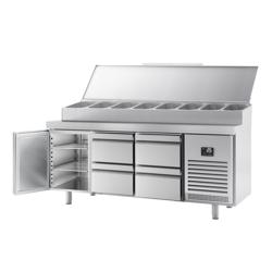 Saladette - 1960x700mm - 1 deur + 4 lades - voor 1x GN 1/2 & 9x GN 1/3
