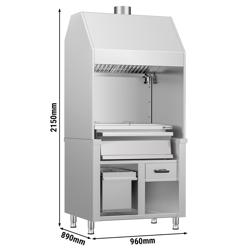 Churrasqueira a carvão em aço inoxidável 1,0 m