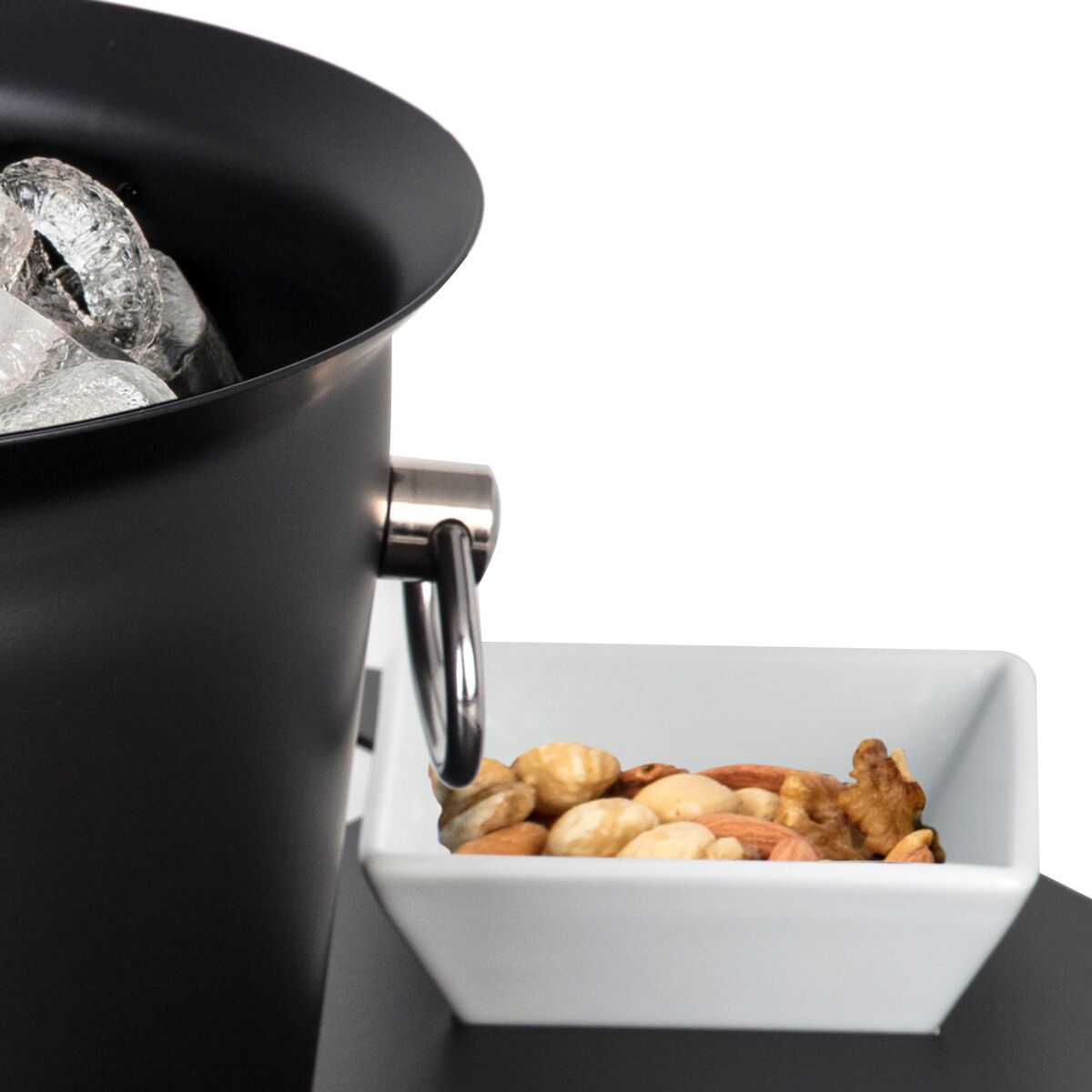 Set de bar avec seau à champagne et 2 coupelles à apéritif - Acier inoxydable, revêtement poudre - Ø465mm - Hauteur:180mm - Noir