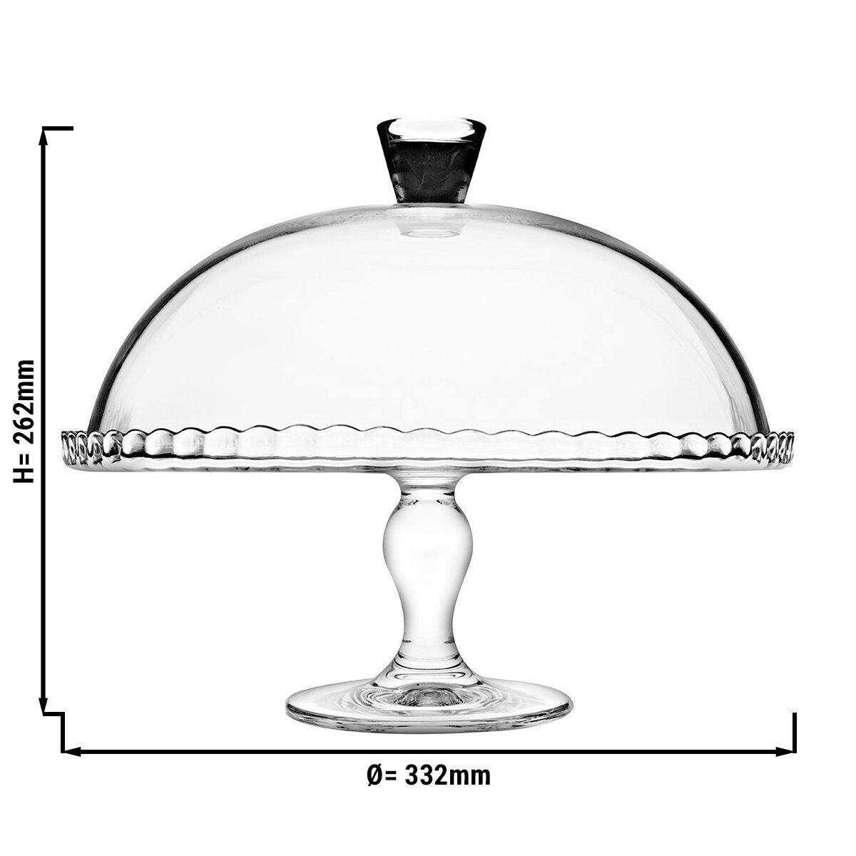 (2 pcs) Présentoir à pâtisserie - Verre - rond - Ø 332mm - Hauteur:262mm - incl. 1 Hotte