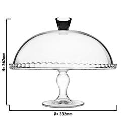 (2 pieces) Cake Stand with Glass Dome – Clear Glass - Ø33 cm - 262 mm Height