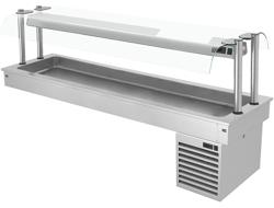 Beépíthető hűtött medence - 2 110 mm - +2 és +8 °C között - 6x GN 1/1 - 410 W - üveg leheletvédővel