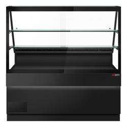 Soğuk Teşhir Dolabı TORONTO - 1600x900mm - 2 raflı cam üst tabla - çift cam - LED aydınlatma - ön panel siyah; granit tezgah