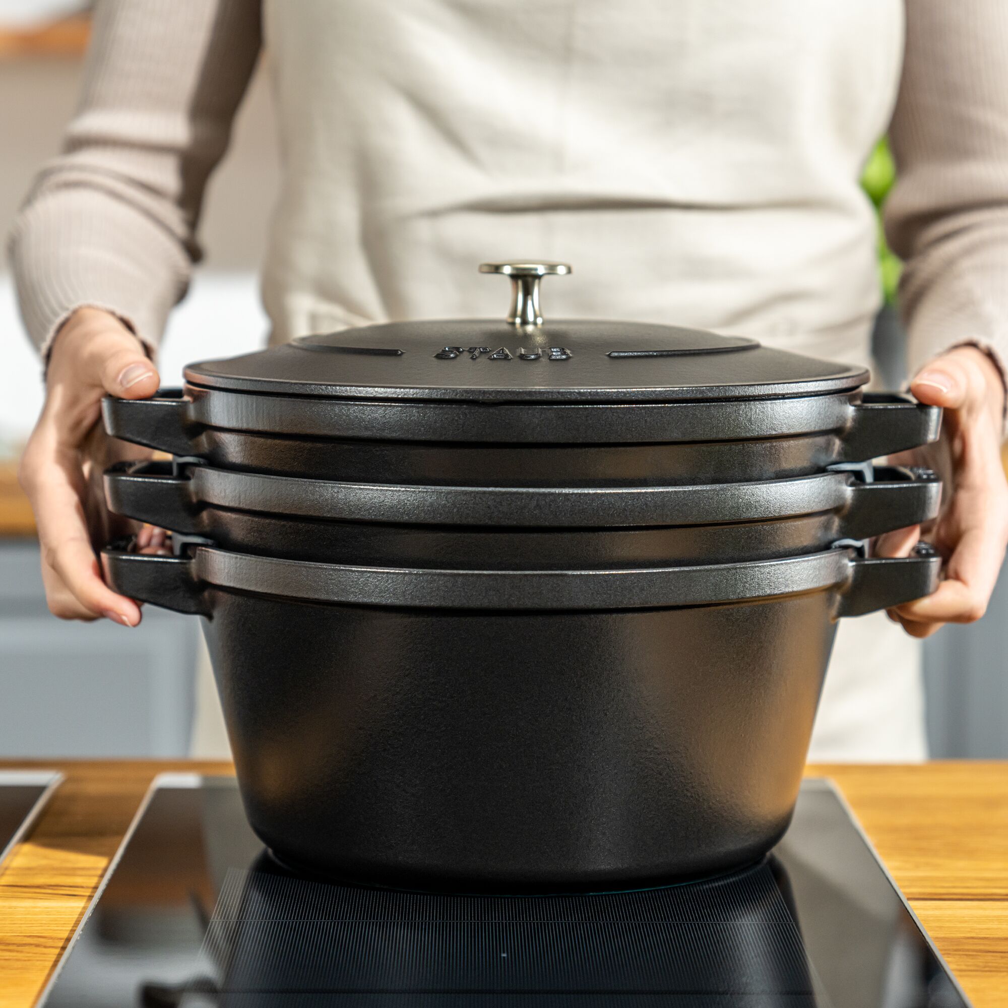 STAUB | STACKABLE SET – Set de marmites – 3 pièces – Ø 240 mm – Fonte – Noir