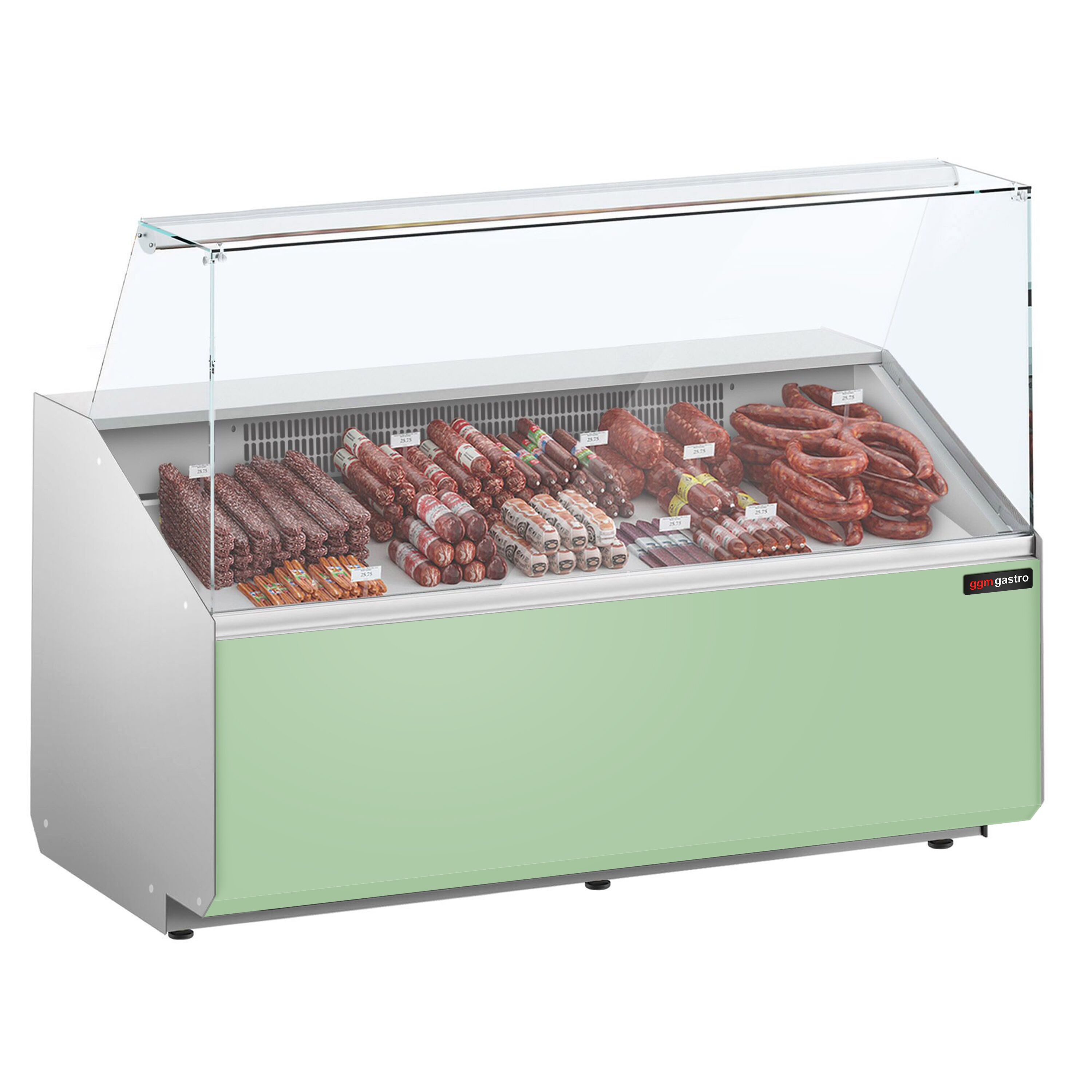 Comptoir vitrine réfrigérée - 1568x979mm - +2/+6°C - 324L - Face avant vert clair