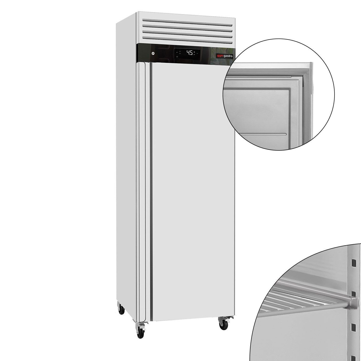 Kühlschrank Edelstahl ECO - 600 Liter - mit 1 Tür - Innenseite der Tür aus Kunststoff