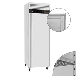 Koelkast RVS ECO - GN 1/1 - EN 600x400 - 680mm - 375liter - tot +8°C - met 1 deur - geforceerde koeling, automatische ontdooiing, slot, wielen, roosters & rvs rails