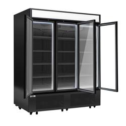 Supermarkt-Wandvrieskast - 1600mm - 891 liter - van -18 tot -23 °C - met 3 glazen draaideuren & 15 schappen - zwart