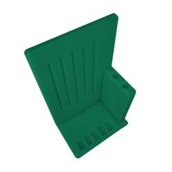 Support pour couteaux - Pour 5 couteaux et 2 aiguiseurs - Polyéthylène - 301x505x204mm - Vert