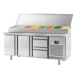 Commercial Saladette Prep Counter Slimline - 1960x600mm - with 2 Doors & 2 Drawers - topper for 11x GN 1/4