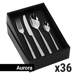 Cubertería Aurora - Acero inoxidable 18/10 - 144-piezas - Para 36 personas