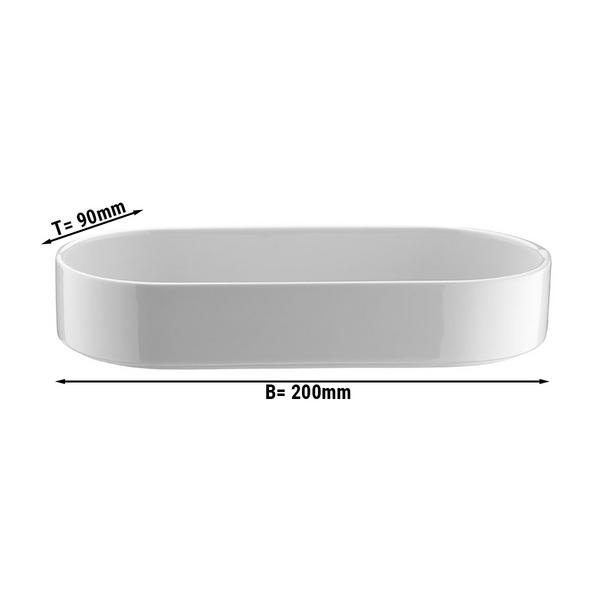 (6 Stück) PERA Weiß - Dessert-/ Salatschale - oval - 200x90mm - Weiß