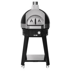 Forno a legna per pizza - Nero - 755x815mm - fino a 400°C - incl. Sottotelaio/Supporto & Ruote