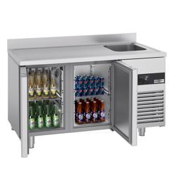 طاولة مبردة ببابين وحوض PREMIUM - 1430x700mm - 270 لتر - مع 1 حوض - مع 2 باب - حاجز خلفي