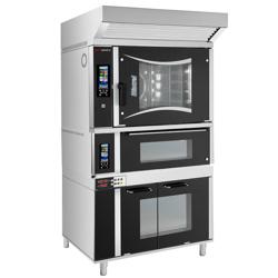 Elektrisk varmluftsugn - Pekskärm - 6x EN 60 x 40 cm - inkl. pizza / däckugn, huva och proofer