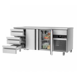 Commercial Counter Fridge PREMIUM - 1865x700mm - with 2 doors - 3 drawers - capacity 474 litres