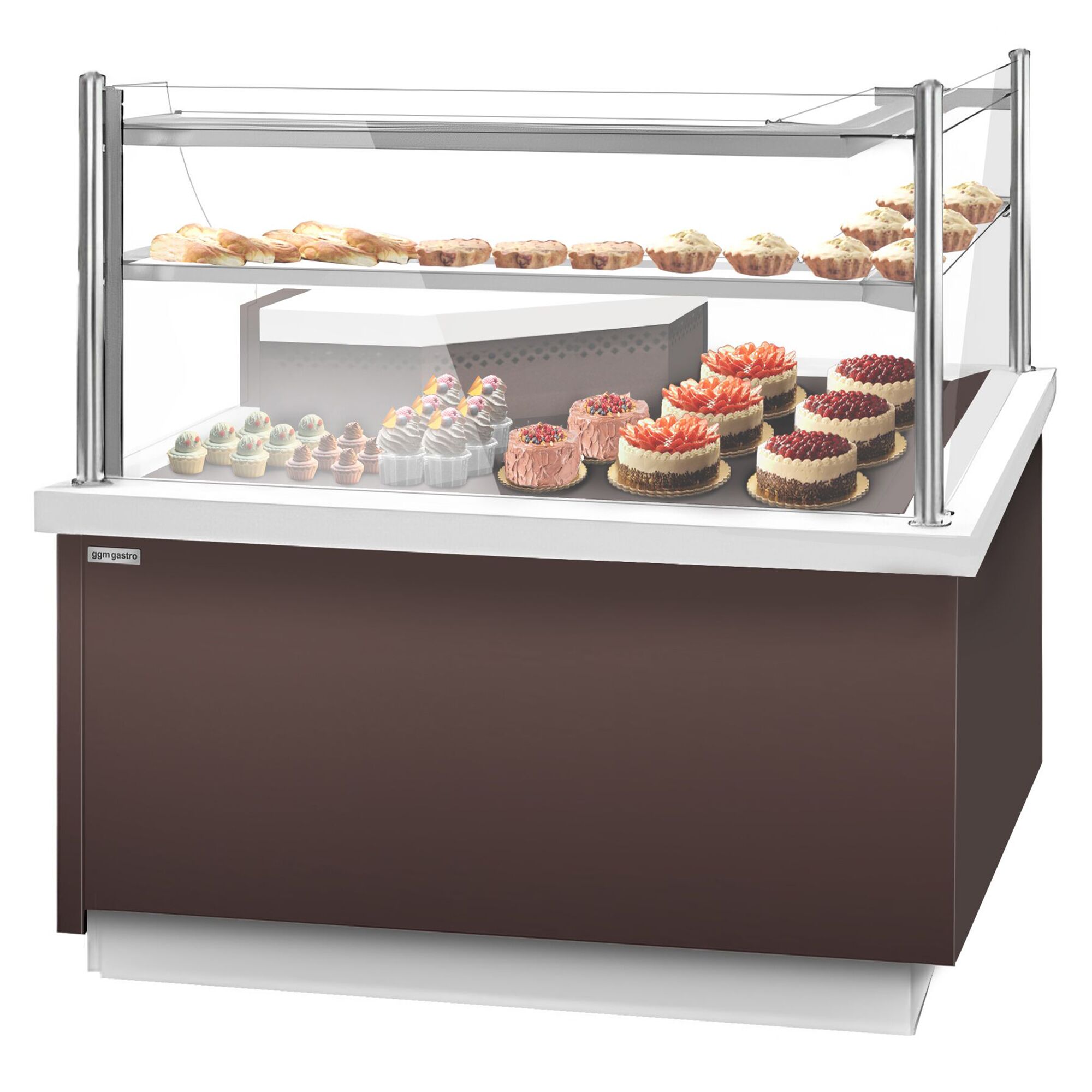 Comptoir vitrine réfrigérée RIGA - 1365x990mm - 2 étagères - +7/+12°C - Éclairage LED