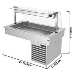 Wanna chłodnicza do zabudowy – 1000 mm – od +2 do +8 °C – 3x GN 1/1 – 190 W – z szybą przeciwkaszlową