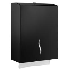 Distributore di carta asciugamani - per 800 fogli - Acciaio inox - Nero