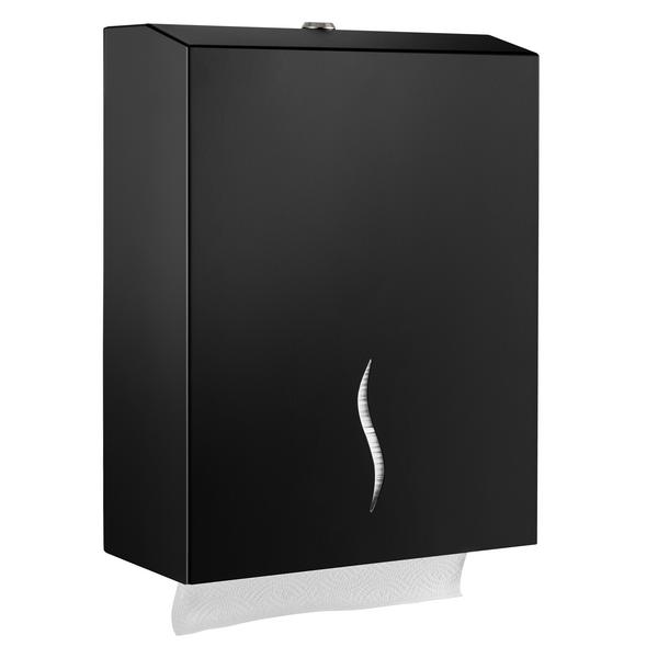 Distributore di carta asciugamani - per 800 fogli - Acciaio inox - Nero