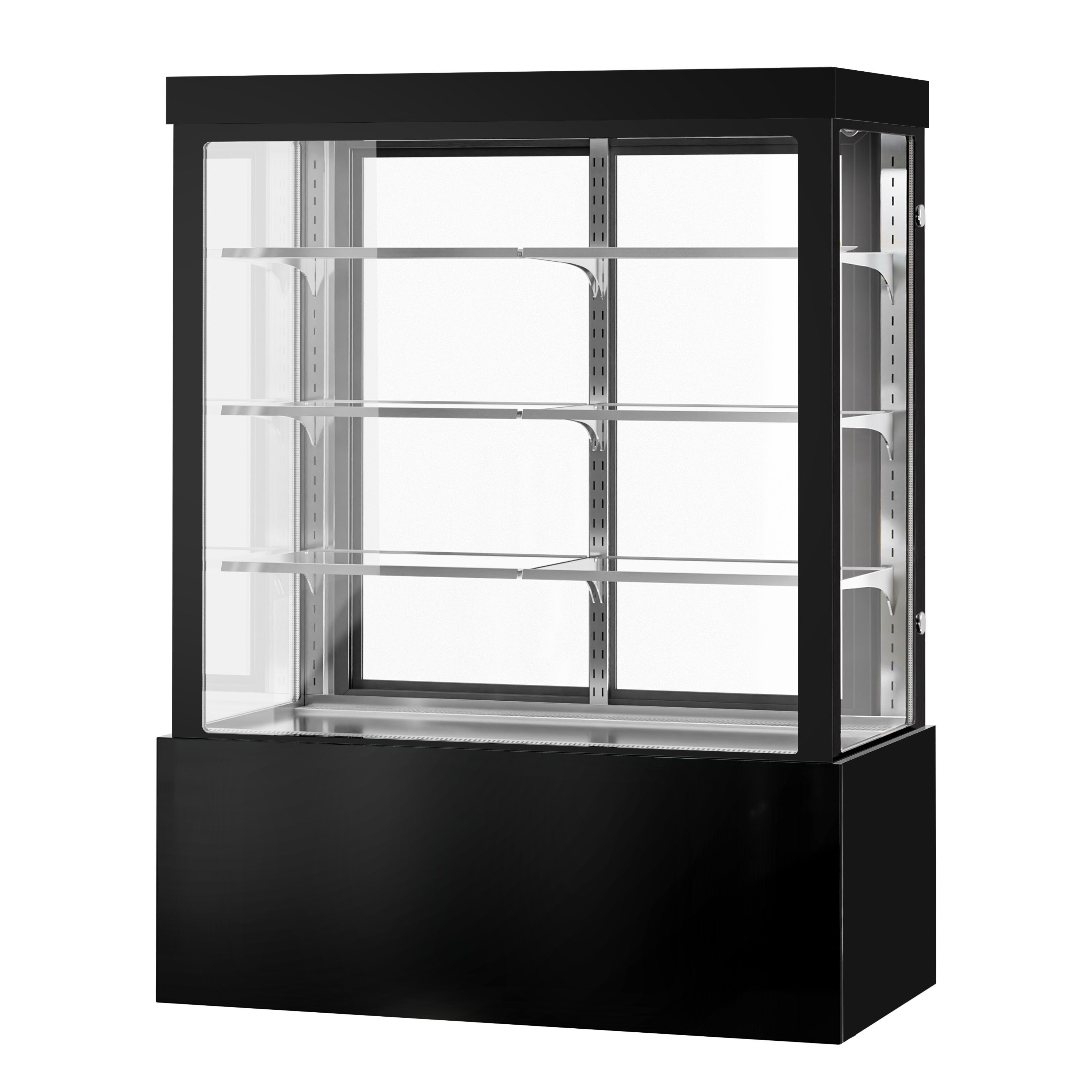 Vitrine de comptoir réfrigérée - 1400L - 1500mm - Double vitrage - avec 3 étagères - portes coulissantes vitrées arrière - Noir