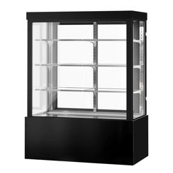 Commercial cake display fridge - Double glazing - square - mirrored front - with 3 adjustable shelves - rear sliding doors - for patisserie - 1400L - 1500mm - Black