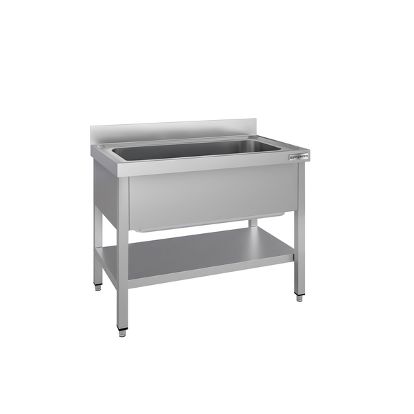 Fregadero para ollas de acero Inox. con estante inferior - 1,0 m - 1 fregadero L 86 x B 50 x T 38 cm