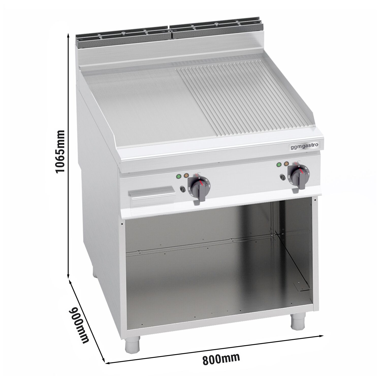 Commercial Electric Griddle - 11.4kW - Smooth/Ribbed Plate (half & half) - Cooking area: 796x667mm - on Stand