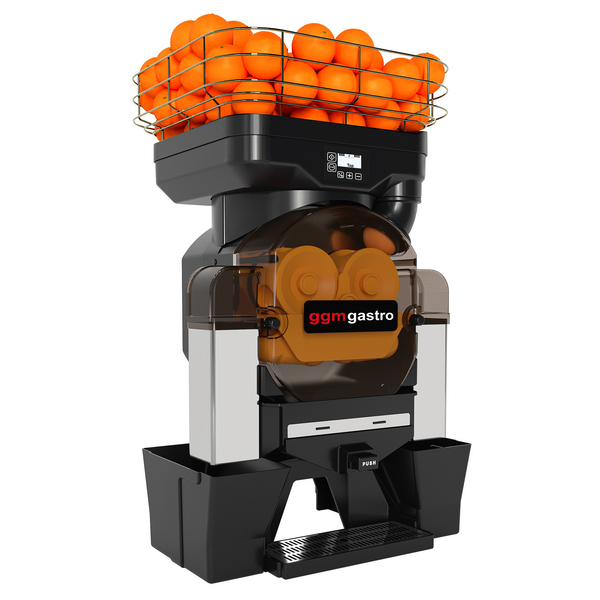 Elektrische Orangenpresse - mit Push & Juice-Taste, automatischer Fruchtzufuhr & Reinigungsmodus - Schwarz