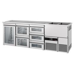 Barkoelkast PREMIUM - 2500x700mm - 1 glazen deur & 5 laden