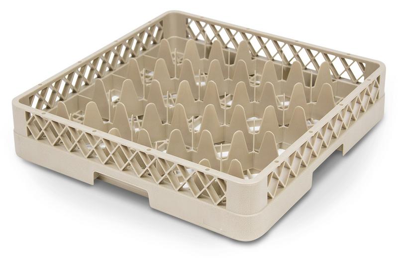 Commercial Cup/Glass Dishwasher Rack – 20 Compartments - 500x500x100 mm - Ø 90–100 mm - Beige