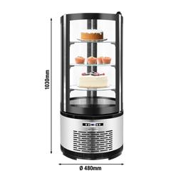 Tisch-Panoramavitrine - 100 Liter - 480mm - 3 Ablagen - Schwarz
