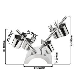 Portaposate con supporto - 360x200mm - Altezza: 590mm - con 5 contenitori - acciaio inox