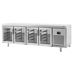 Tavolo refrigerato per bevande da bar PREMIUM PLUS - 2752x800mm - Statica - con 4 porte in vetro - Doppi vetri