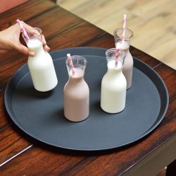 (12 adet) CAMBRO | CAMTREAD® - Fiberglas tepsi - yuvarlak - ø 355mm - yüksek profil - siyah