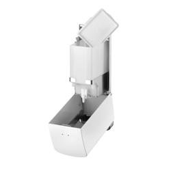 AIR-WOLF | Distributore di sapone e disinfettante con pulsante - 800 ml - Acciaio inox - Bianco