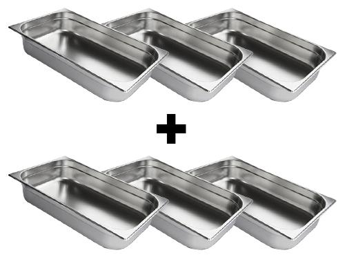 (6 pieces) Gastronorm Container - 1/1 - Stainless Steel - 65 mm