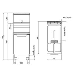 Gasfriteuse - 20 liter - 17,5 kW - mechanische bediening - met aftapkraan