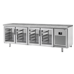 Bakkerij koelwerkbank PREMIUM PLUS - 2752x800mm - 4 glazen deuren & granieten werkblad