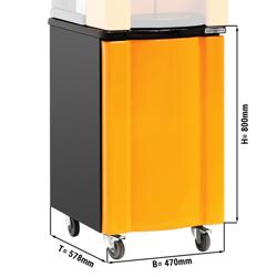Commercial Orange Juicer Stand for OPE24O – 4 wheels, orange, plastic/painted steel, 470×578×800 mm