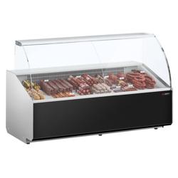 Vitrine refrigerada para bolos/pastelaria - 2506x979x1323mm - painel frontal preto (RAL9017) - com 4 portas no reservatório - vidro panorâmico - termóstato digital Dixell