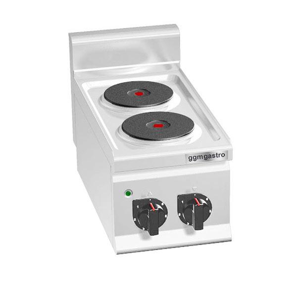 Cucina elettrica professionale - LORENZO 600 - 300x600x410mm - 4,0 kW - 2 piastre tonde - da banco
