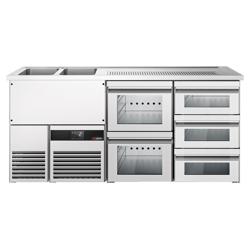 Bancada frigorífica PREMIUM - 1950x700mm - 5 gavetas de vidro